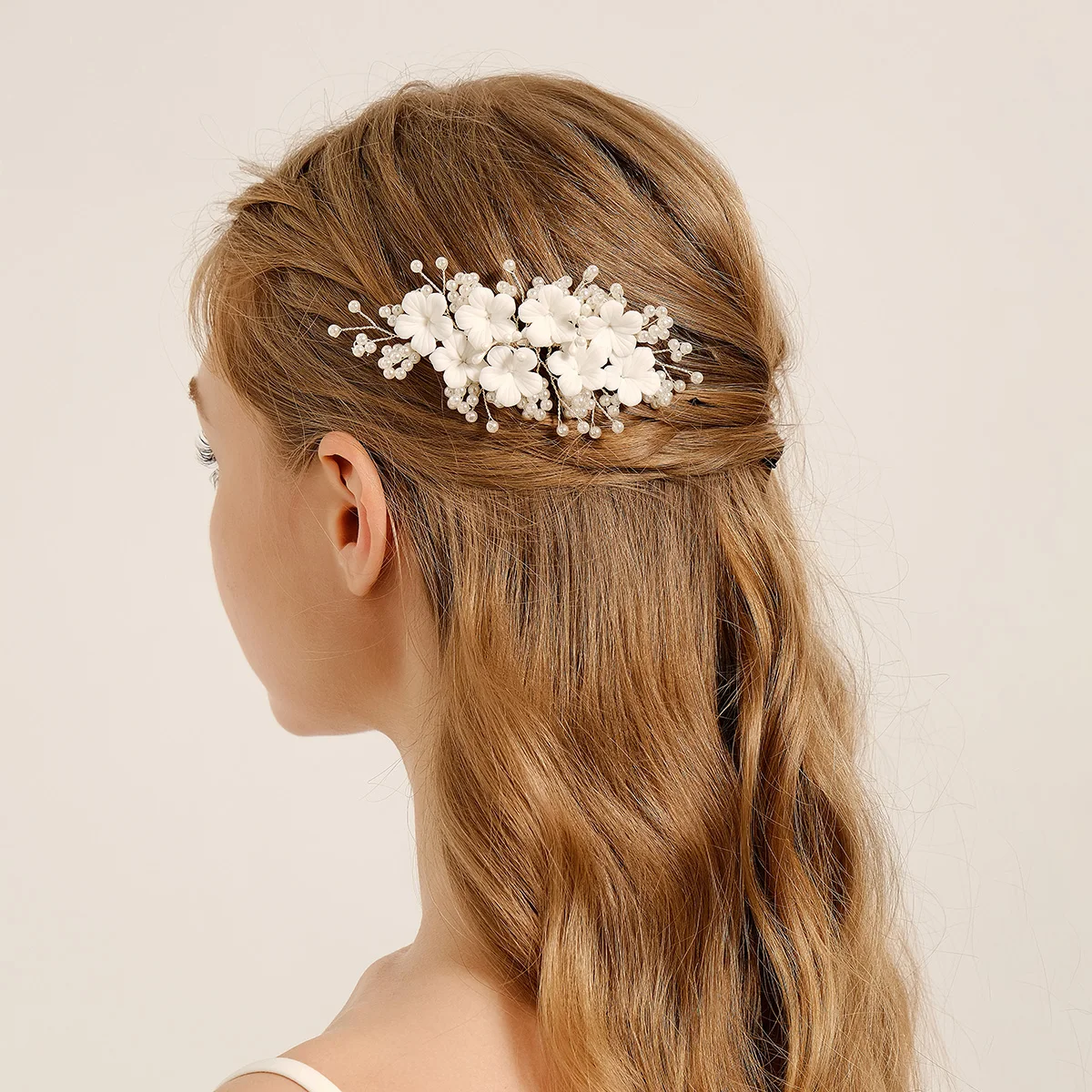 Handmade Wedding Hair Comb Leaf Flower Bridal Hairpins Pearl Rhinestone Head Jewelry Girls Wedding Hair Accessories hair accessories,bridal hair accessories