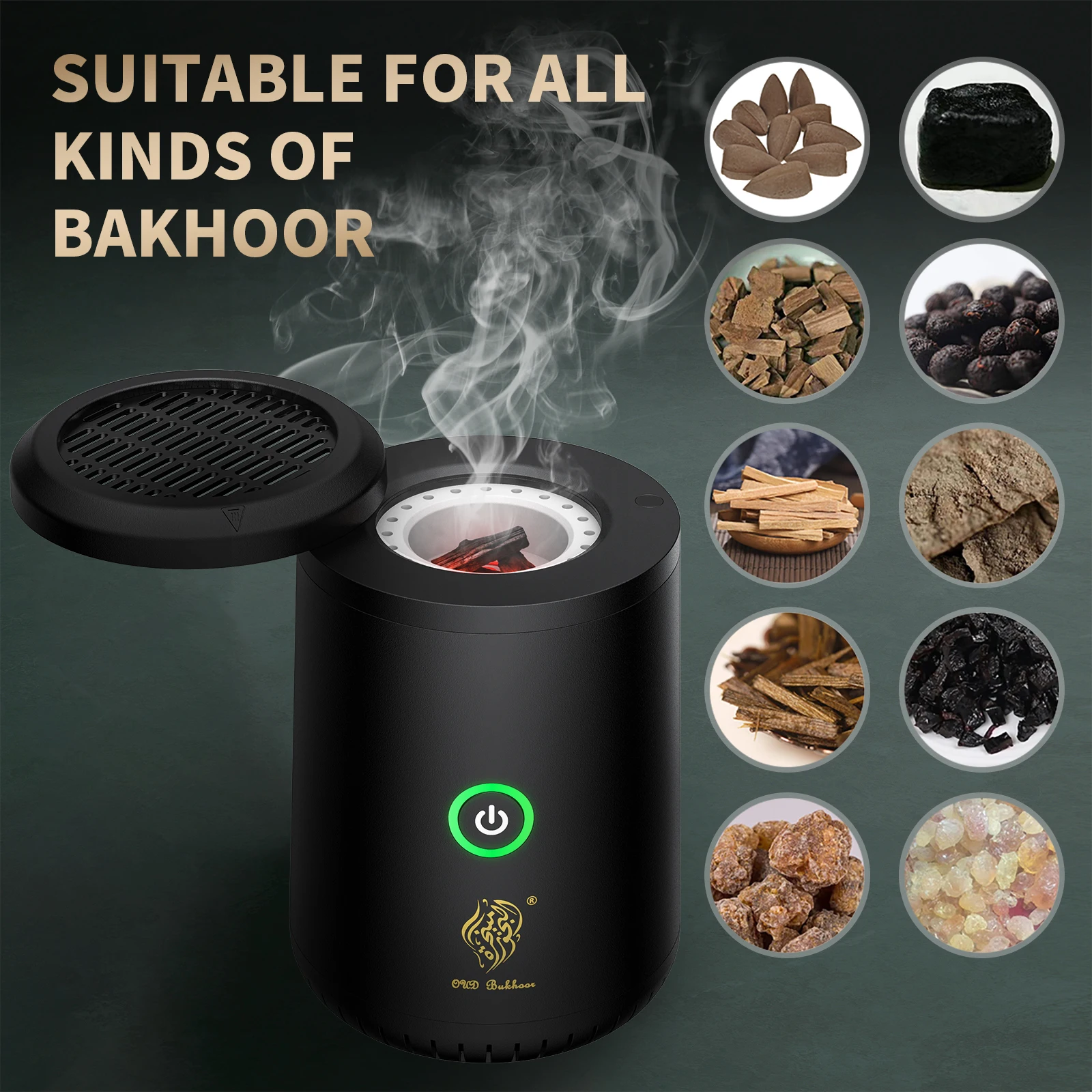 مبخرة عربية كهربائية صغيرة من OUD Bakhoor، ناشر رائحة السيارة، حامل بخور قابل لإعادة الشحن عبر USB للمنزل