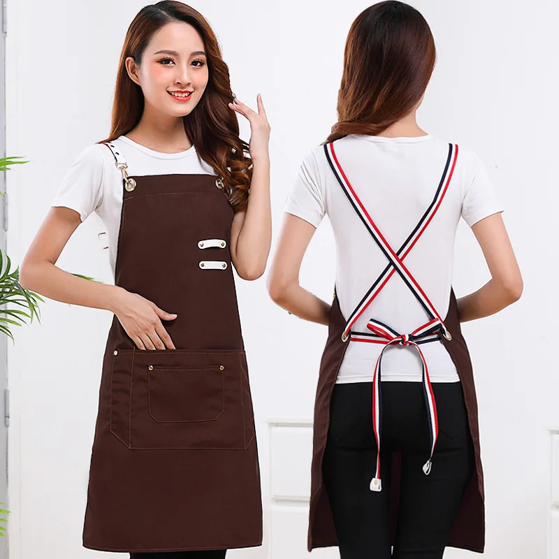 Kitchen Woman Cook Cooking Apron Hotel Restaurant Chef Aprons for Man Bakery Cafe Waiter Work Pinafore Adjustable Shoulders