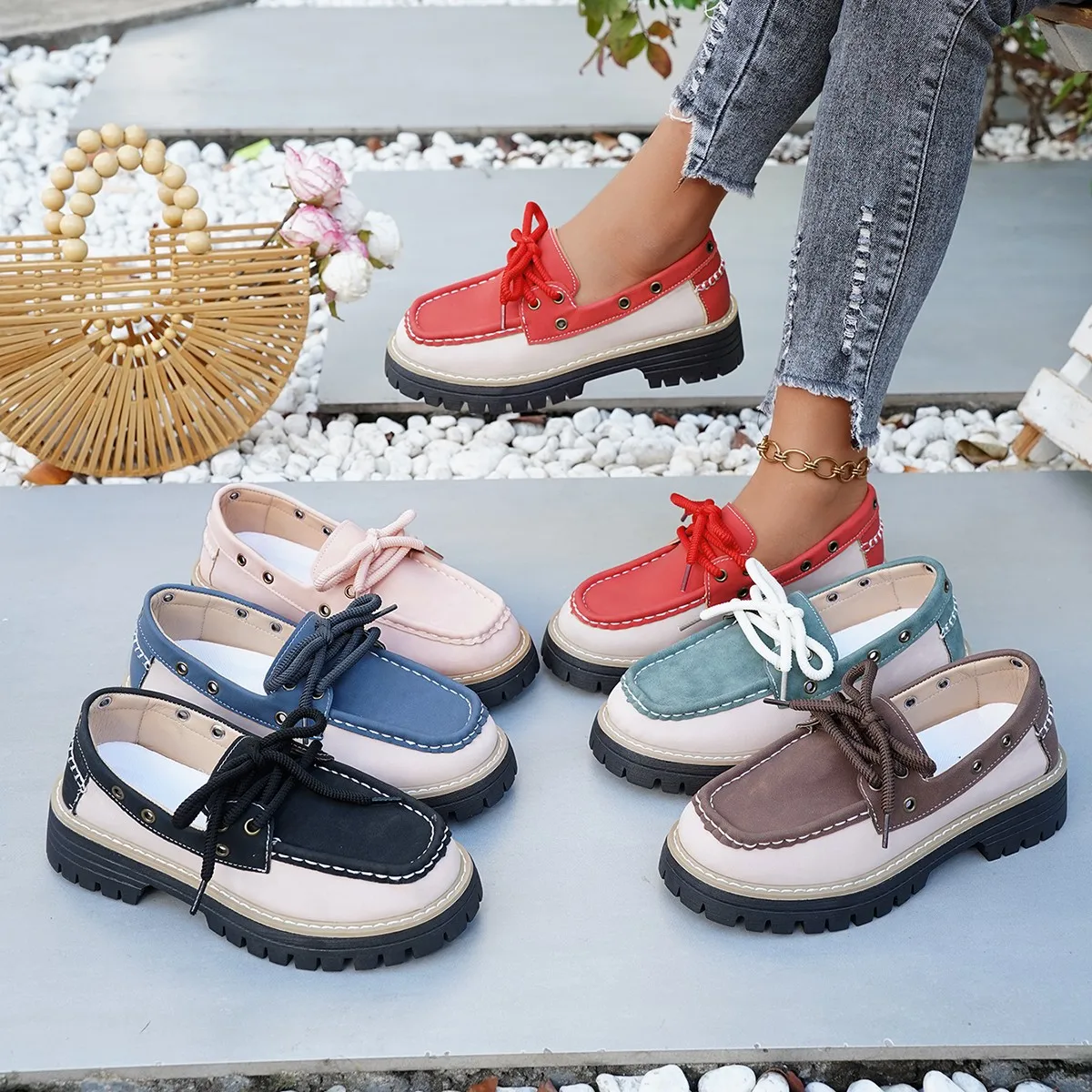 Spring Autumn New Elegant Lightweight Casual Single Shoes Fashionable Selling Round Toe Comfortable Thick Soled Women's Shoes