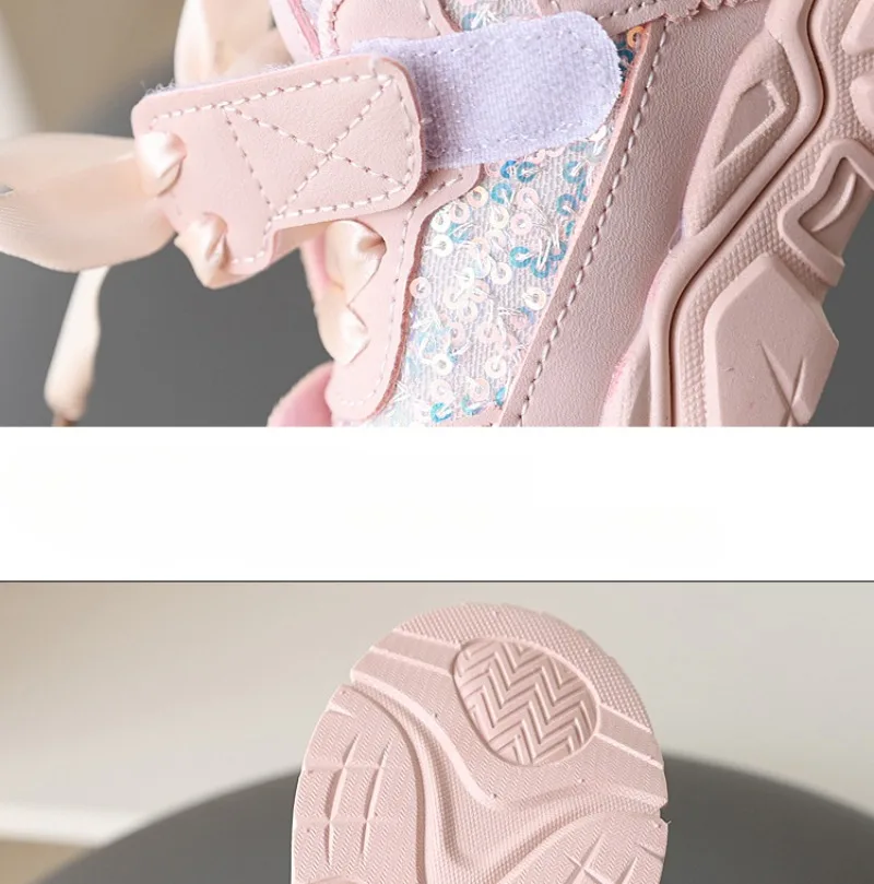 Girls Sports Shoes - Anti-Slip Sequin Butterfly Tennis  Running Shoes for Ages 1-6