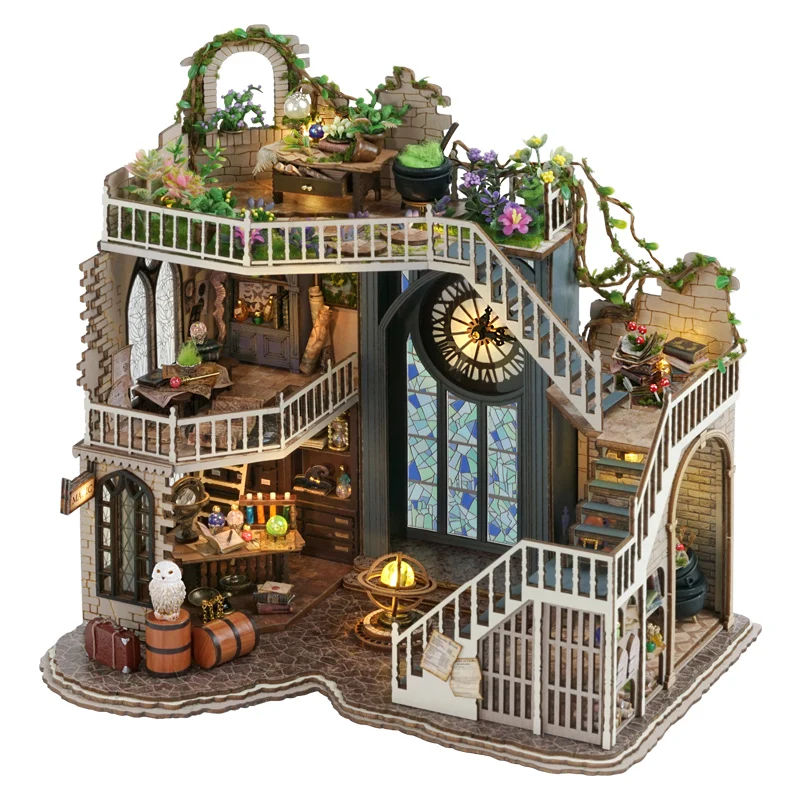 DiyWoodenDollHousesMagicHouseRetroCasaMiniatureBuildingKits