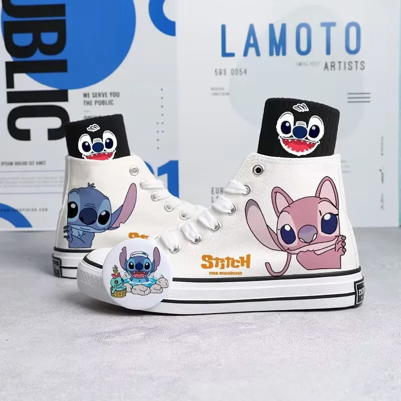 Kawaii Disney Stitch Scarpe di tela Cartoon Estate Sottile High