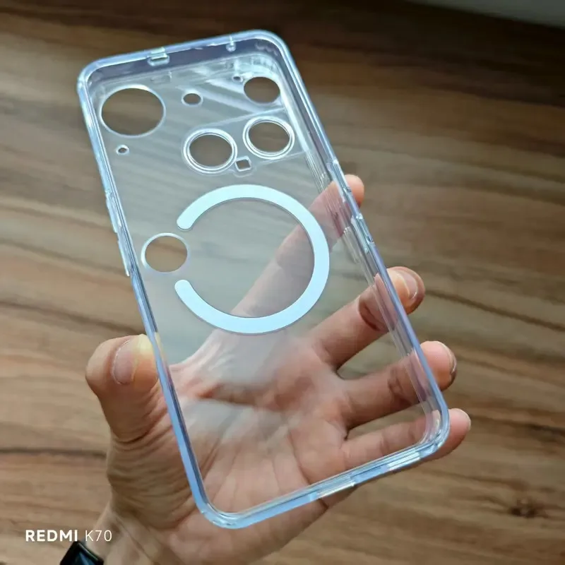 Sleek Magnetic Transparent Hard Case with Soft Protective Bumper