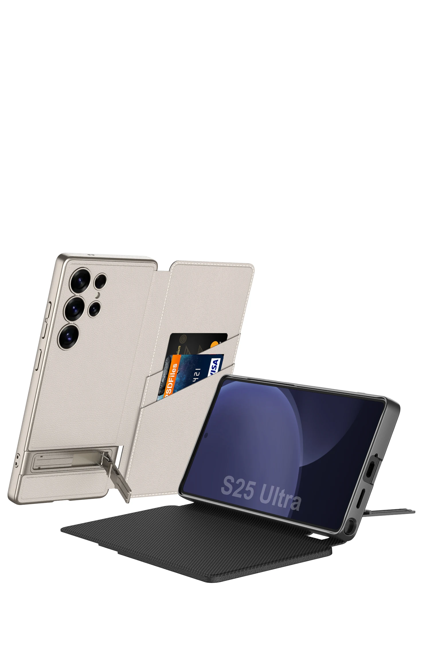 Leather Flip Armor Holder Case For Samsung Galaxy S25 Ultra Shockproof Card Slot