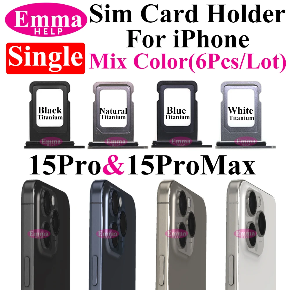 6pcs Single Sim Card Tray Holder for iPhone 15 14 Plus 12 13 11