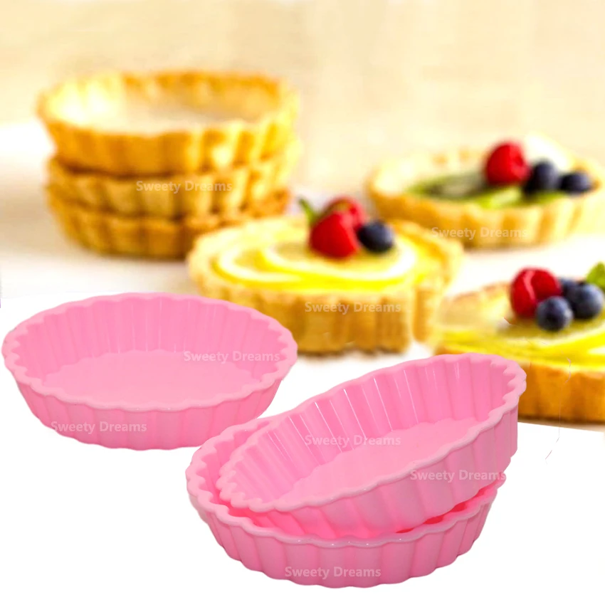 1Pc Non-stick Silicone Tart Molds Mini Quiche Round Fluted Flan