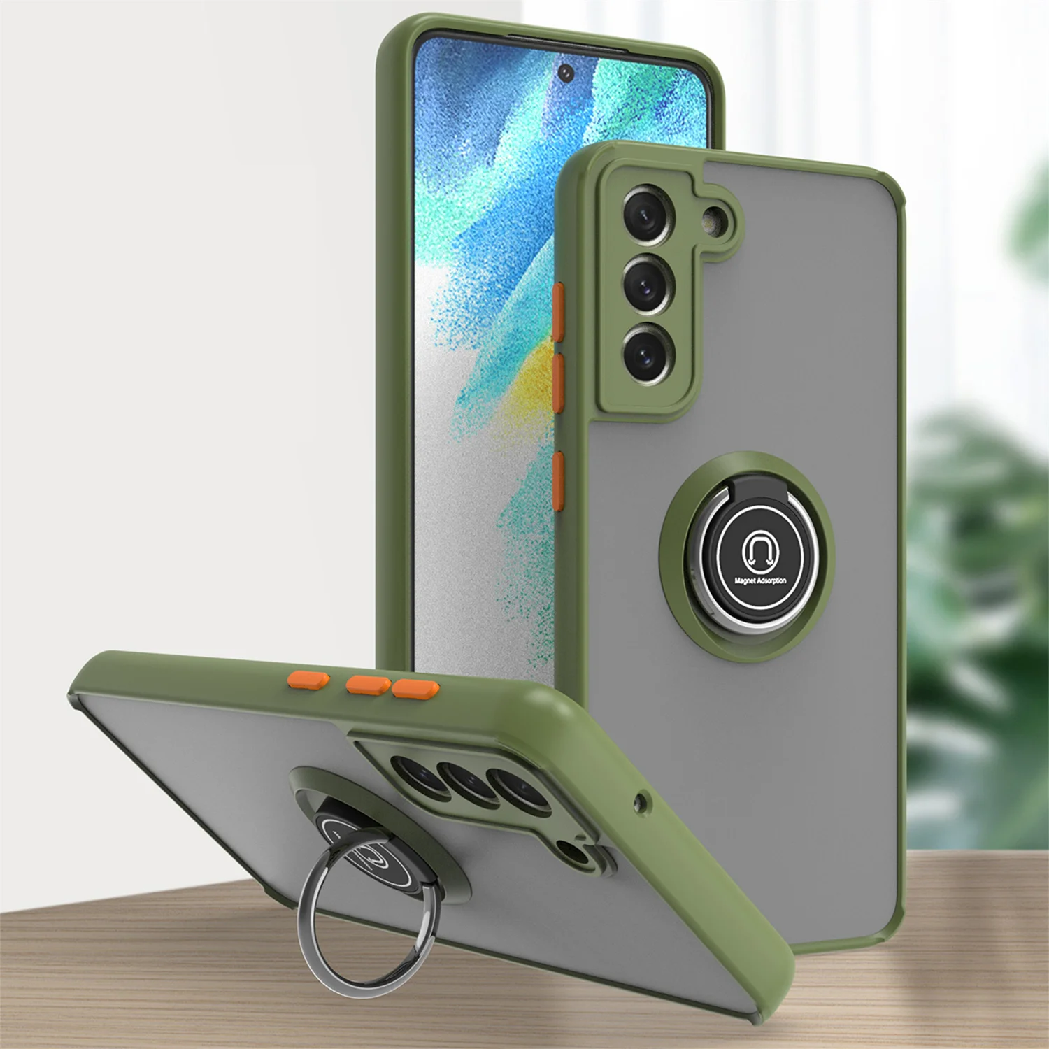 Shockproof Magnetic Ring Holder Case with Stand Cover