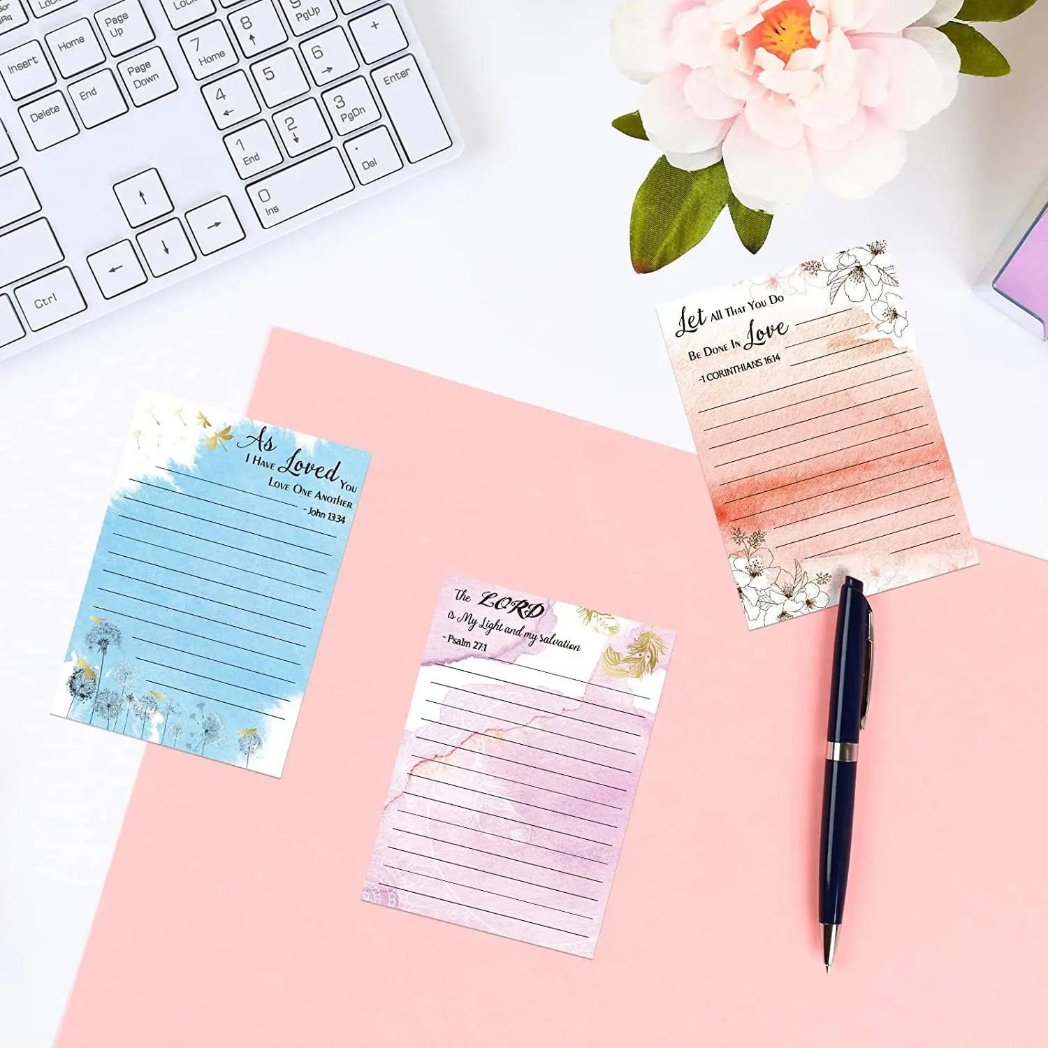 30 Sheets Watercolor Floral Sticky Notes Notepad Self-Adhesive Memo Message Reminder  sticker Home Office School Supplies - 2