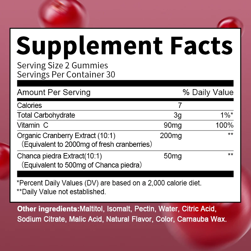 BBEEAAUU Vitamin C Cranberry Gummies Urinary Health Gummies 200mg Supports Bladder, Kidney, and Urinary Health