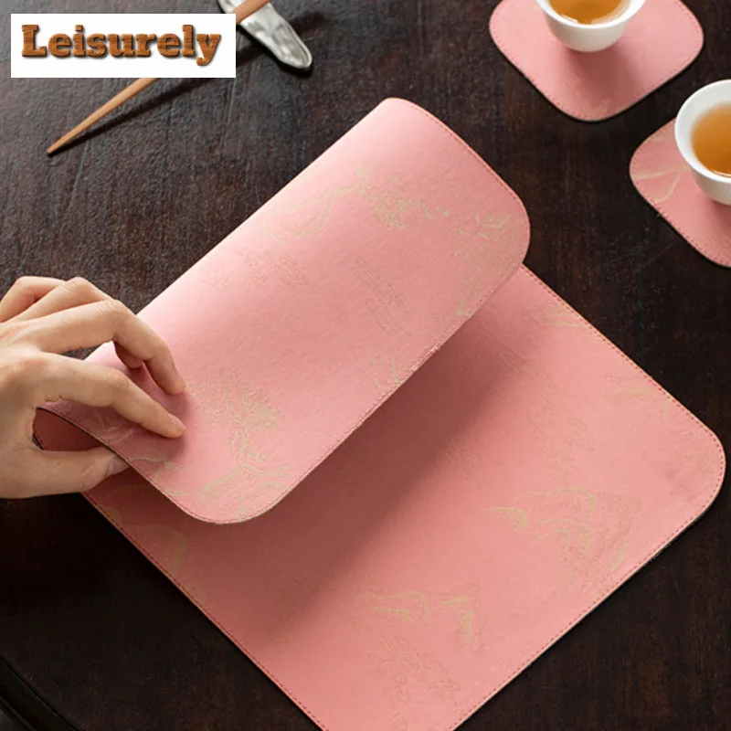 Chinese Distant Hill Rectangular Tea Table Mats Boutique Drink Coaster Household Dinner Table Cloth Mat Drinkware Decoration