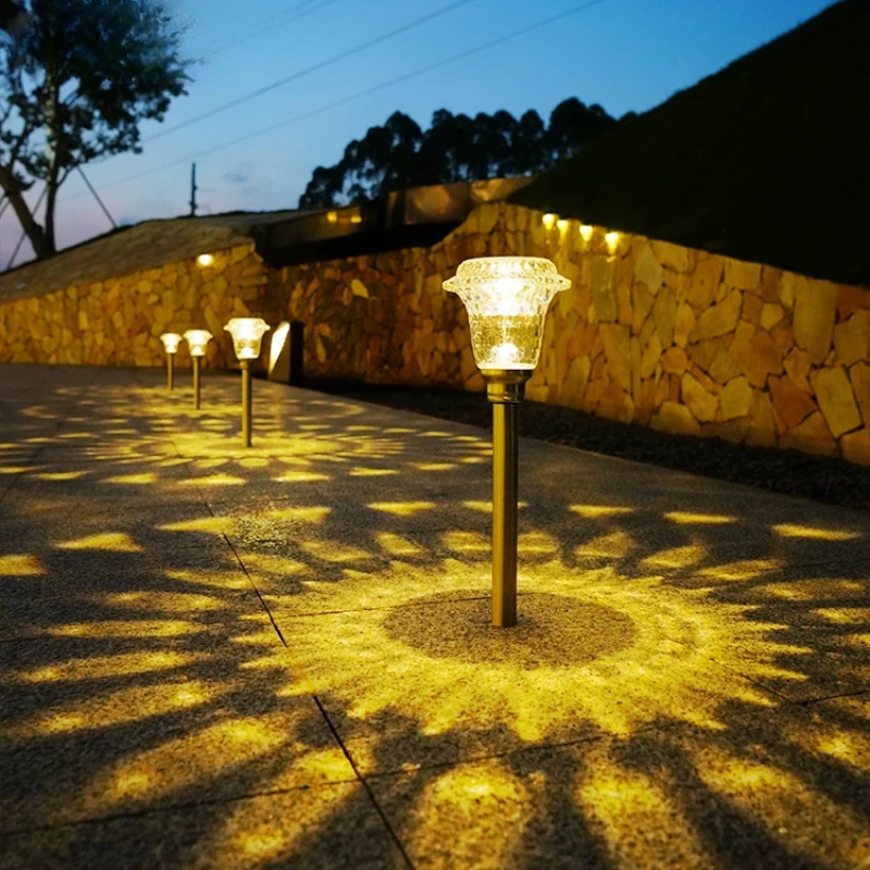 

4Pcs Solar Courtyard Lights Outdoors Decor Lawns Lightings Waterproof Villa Gardens Landscape Layout Ground Mounted Shadow Lamps