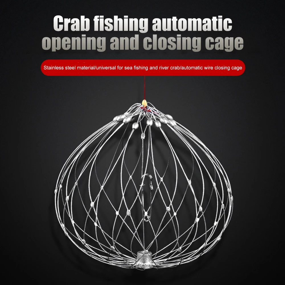 1-5P Fishing Net Cage Automatic Open Closing Fishing Crab Trap Net Steel  Wire for Saltwater Seawater Outdoor Fishing Accessories - AliExpress