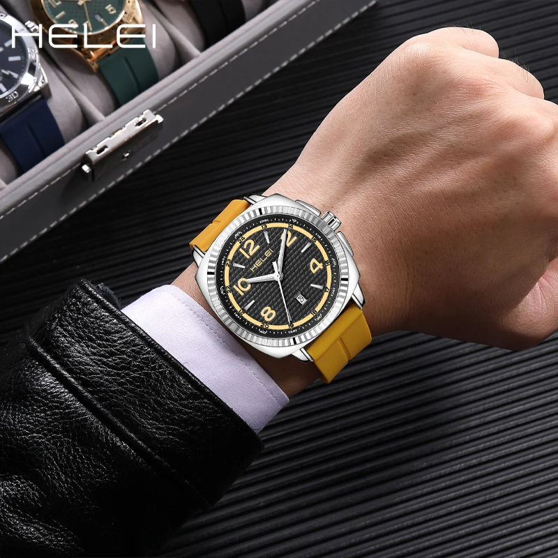 HELEI Promotional Model Trendy Simple Helmsman Series Multifunction Quartz Movement 2024 Men's Quartz Watch Men's Watches
