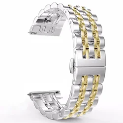 Sleek Stainless Steel Metal Watch Bracelet for 22MM Width (Silver-Gold)