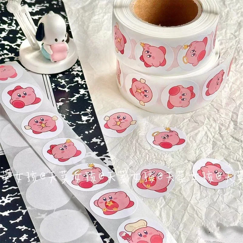 Anime stickers 500PCS Anime Kirby Pink Star-kirby Roll Stickers Cute Cartoon Reward Stationery Toy Kids Gift