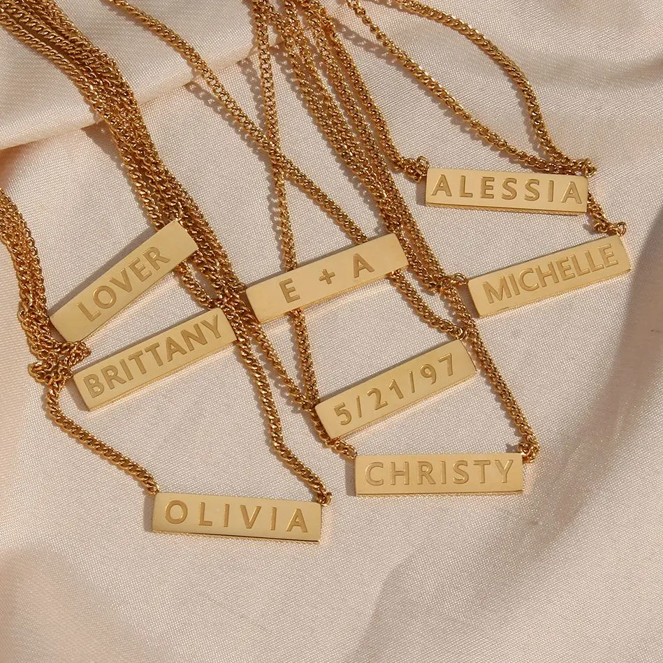 2022 New Stainless Steel 18K Gold Plated Waterproof Personalized Name Necklace For Women Girl Custom Personal Text Necklace custom american cemitem cosplay single joking cemitem customembroidered and b gift goods support personal name