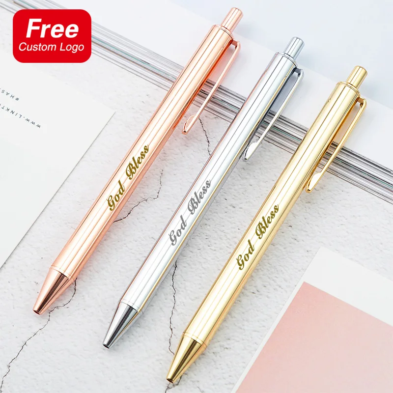 Exquisite Metal Ballpoint Pens Private Customized Logo Student Writing Stationery Gift Pens Office Accessories School Supplies