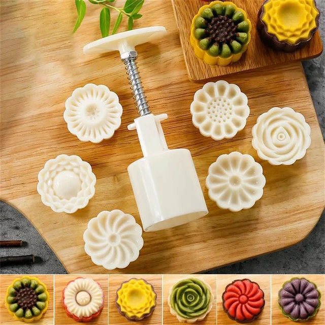 Mid-autumn Moon Cake Press Mold, Hand-pressed Cookie Dessert DIY with Stamp  Flower,DIY Hand Press Cookie Cutter Mooncake Maker - AliExpress