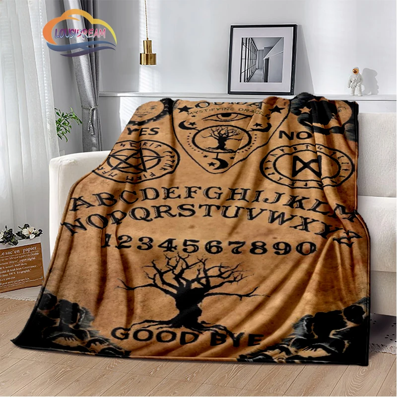 Satanic Gothic Witchcraft Blanket Ouija Board with Hands Occultism Flannel   Soft Four Seasons Portable Camping  5