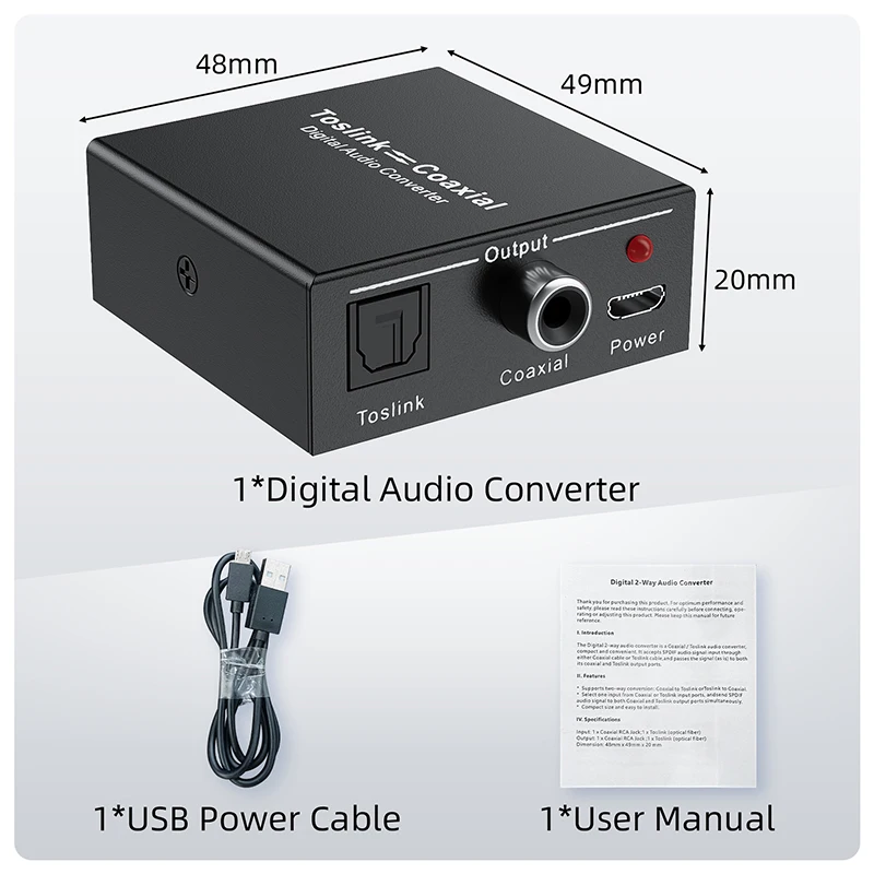 Audio Cable Adapter Audio Plug Adapter Type C Audio Adapter Toslink Coaxial Bi-directional Audio Converter Spdif toslink to Coaxial audio or coaxial to toslink digital