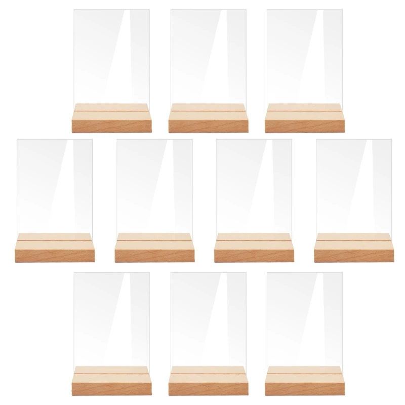 

10 шт. Настольный держатель знаков с деревянной основой, прозрачный Свадебный номер, оформление