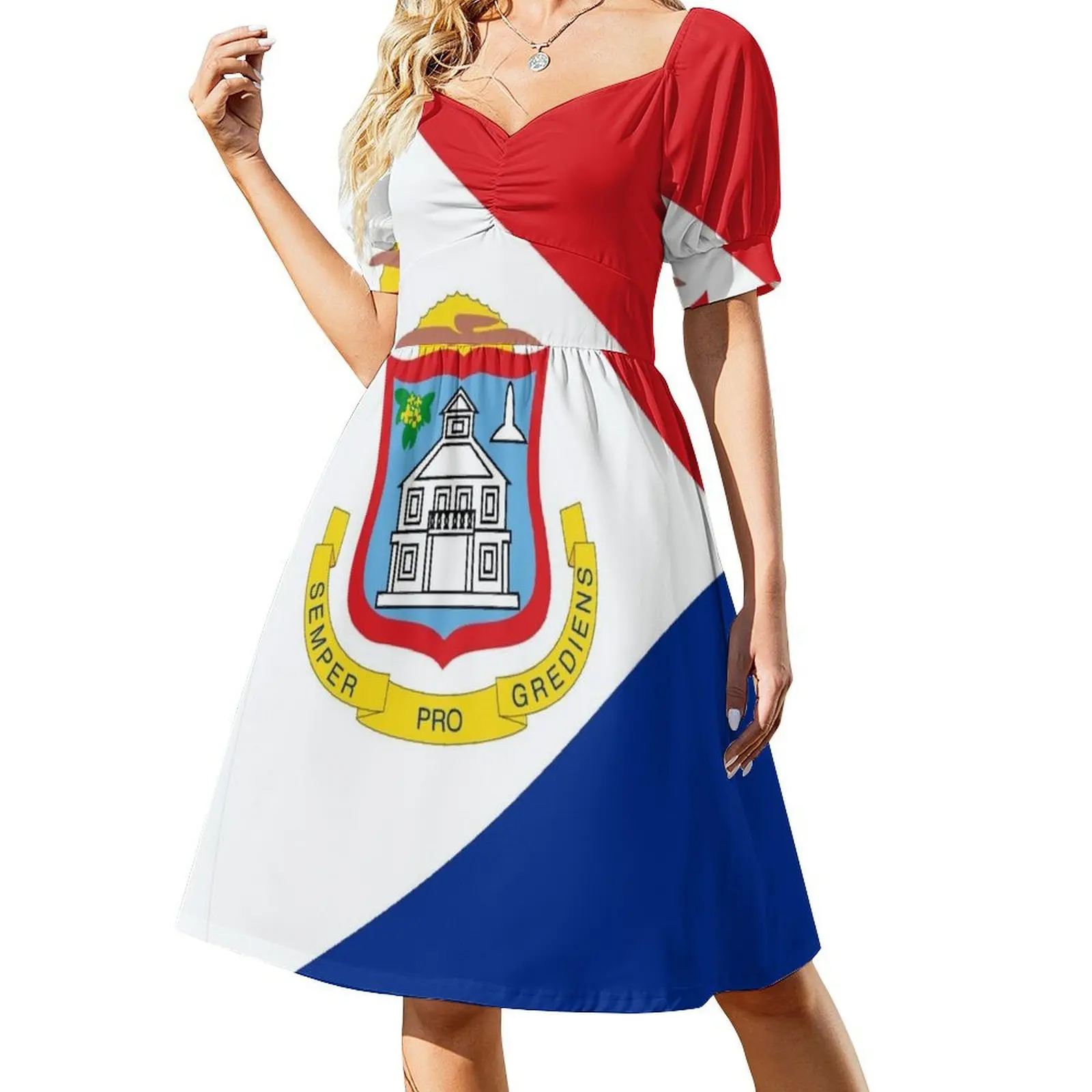 thumbnail image 1 of ST. MARTIN - ST. MAARTEN Vestido de manga corta para mujer vestido de verano para mujer, 1 of 8