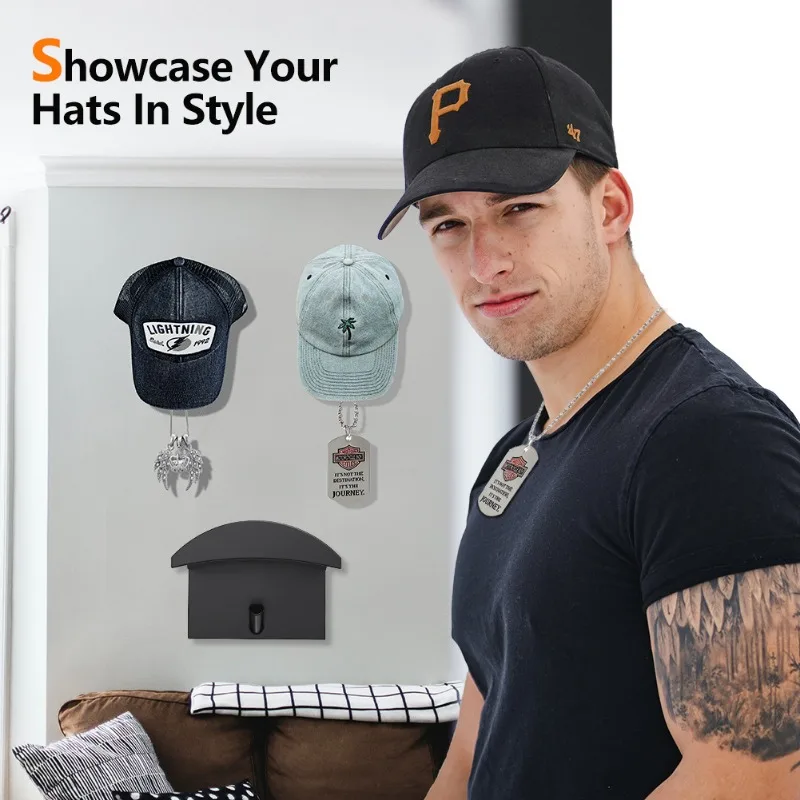 Baseball Hat Hook Hat Sticking Hook Traceless Minimalist Design Rack Simple Earphone Necklace Storage self adhesive hooks multifunctional hooks self adhesive wall hooks heavy duty hooks