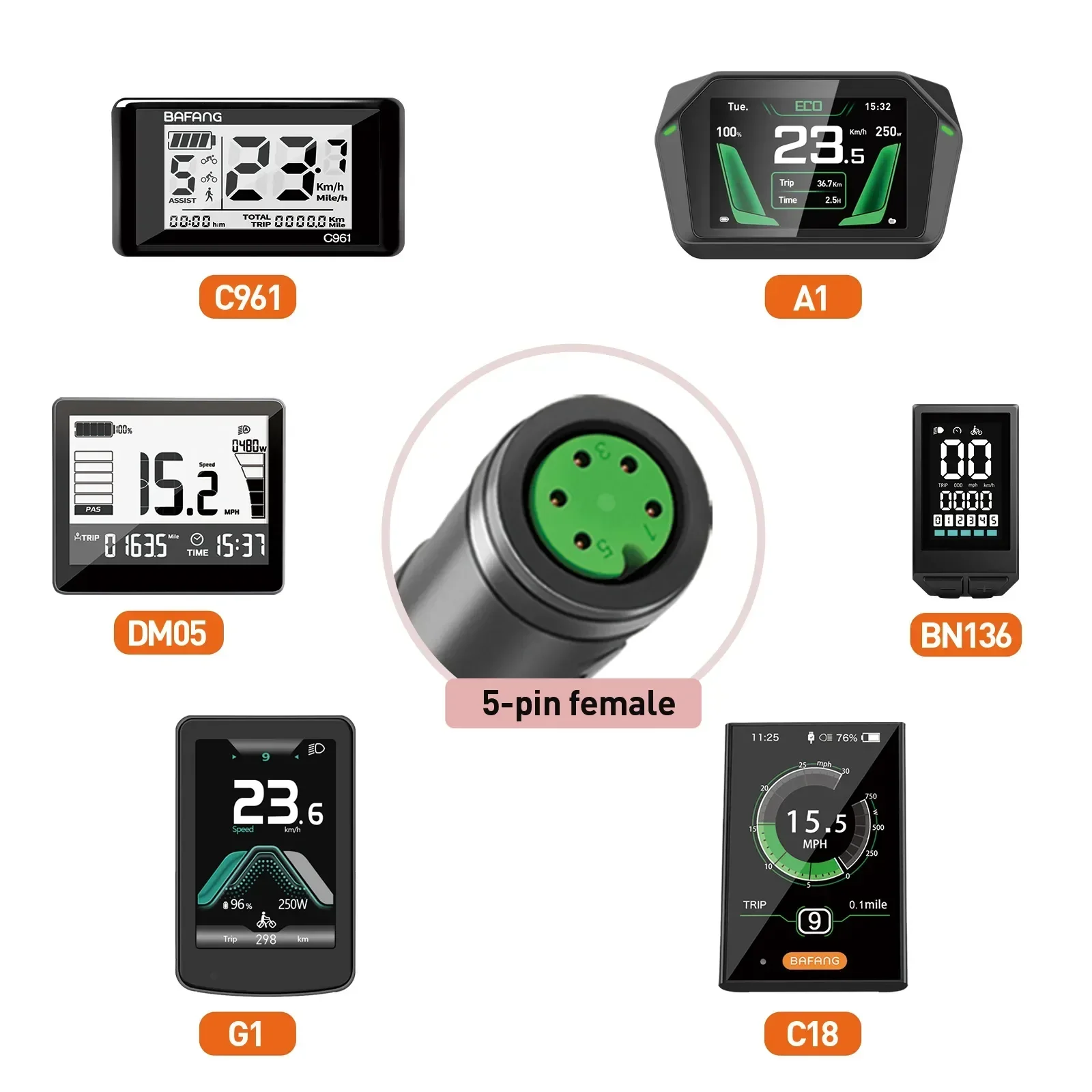 

Electric Bike Display DPC18 C961 A1 BN136 G1 DM05 for Bafang Mid Drive Motor BBS01B BBS02B BBS1000W Ebike Computer UART