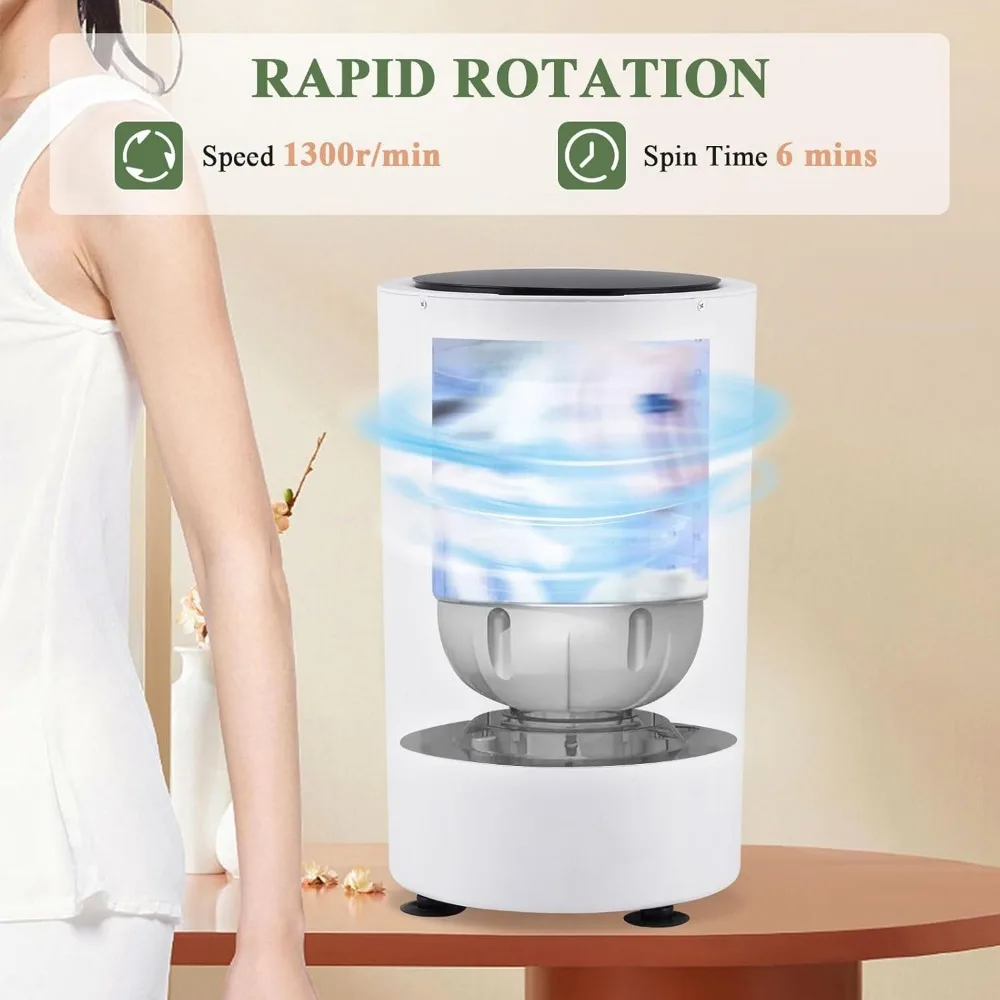 Electric Clothes Spin Dryer, Portable Mini Dryer, 110V Compact Spin Dryer Laundry Dryer for Apartment, School, Dorm, RV, Camping 4