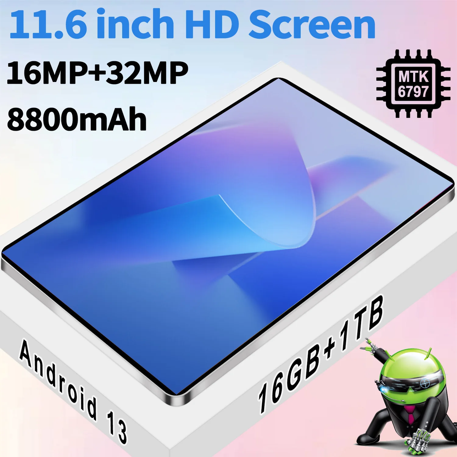 2024 5G nuova rete Android 13.0 Tablet 16GB RAM 1TB ROM 16MP 32MP 10 Core 8800mAh MTK6797 tablet 4 5G Wifi Tablet