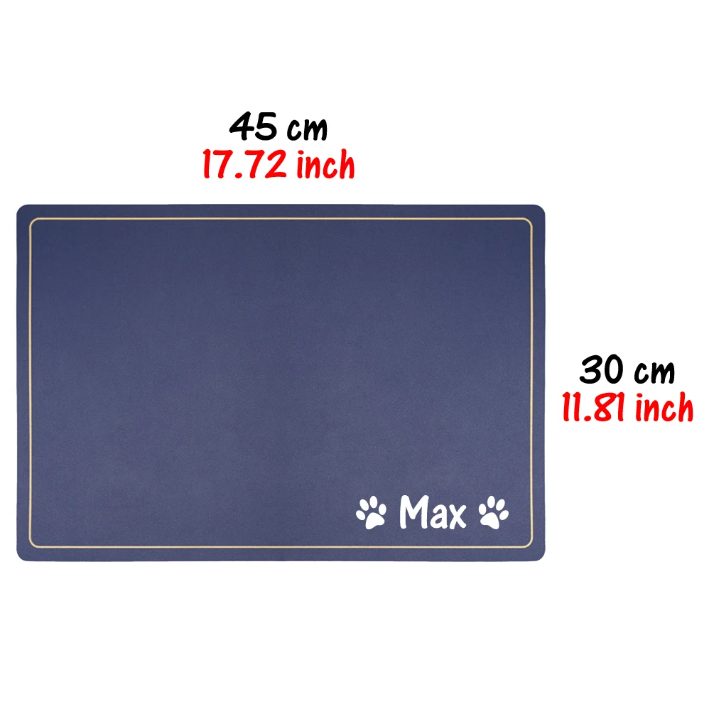 Custom Name Dog Placemat Waterproof Engraved Pet Cat Mat PU Leather Pet Food Pad Pet Bowl Drinking Mat Dog Feeding Placemat 2
