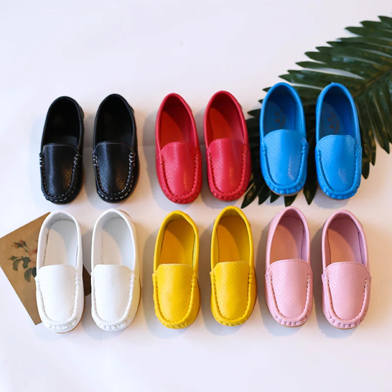 Girl boy leather shoes autumn kid loafers cow tendon soles single shoes