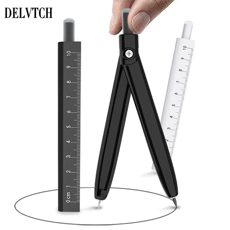 Creative Compass Ruler With Protection Shell 4 Pencil Lead For Art Design Drawing Office School Student Exam Drafting Stationery creative erasable gel pen compass ruler art design drawing instrument tool office school student exam drafting stationery supply