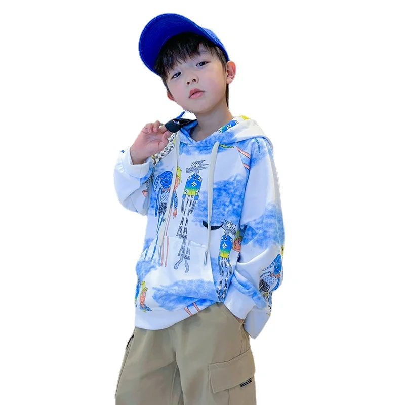 

Cartoon Fashion Hooded Sweatshirt for Boys Spring Autumn New Pullovers Kids Clothes for Teens Casual Long-sleeved Tops 4-14 Yrs
