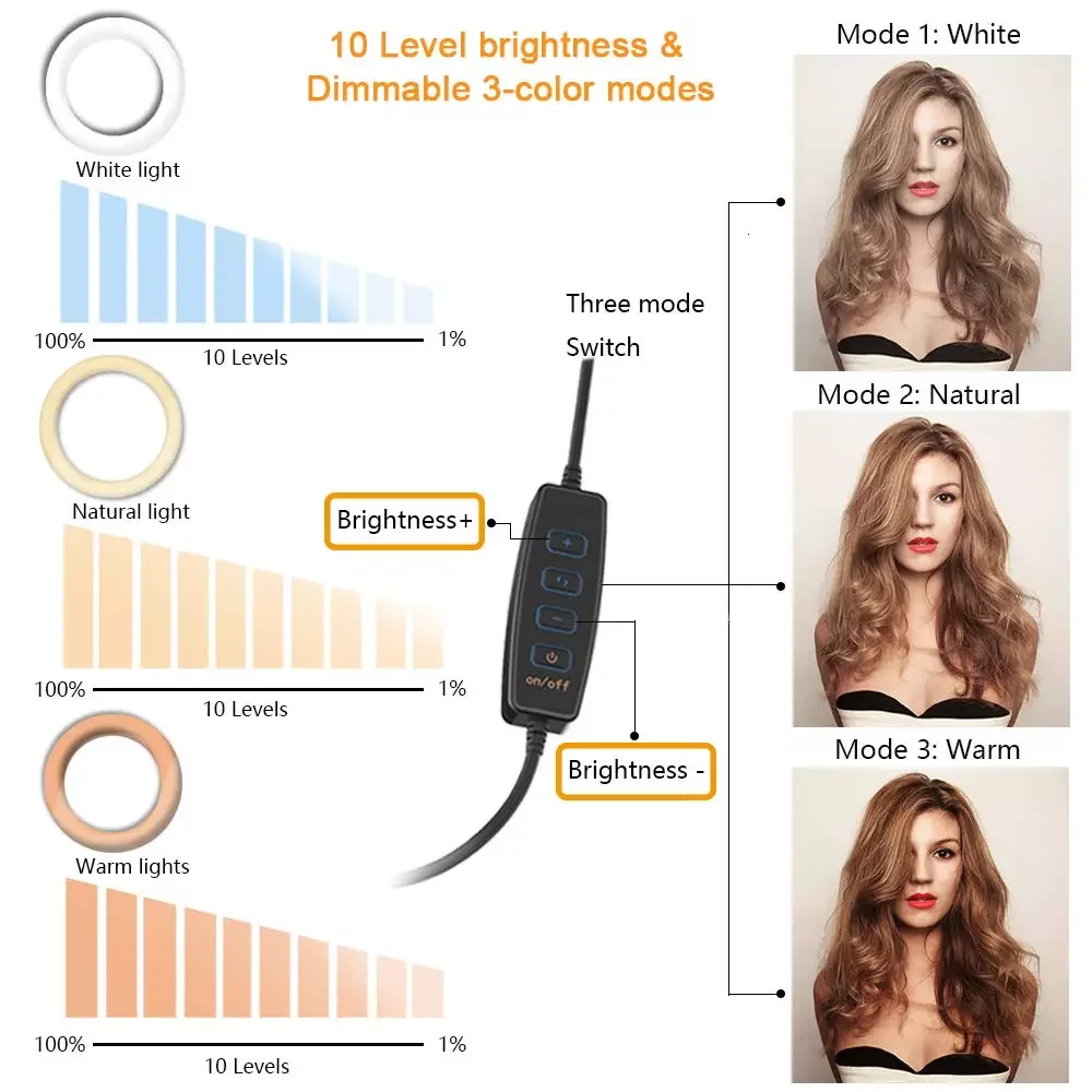 Inch LED Selfie Ring Light With Stand Phone Ring Lamp Desk Photography Lights for Makeup Youtube Video Ringlight