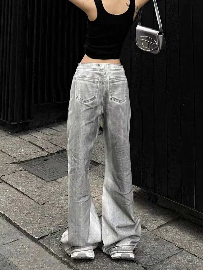 European And American Style High Street Style Baggy Denim Shorts Wide Leg Capri Pants High Dark Wash Jeans Female Retro Make Old