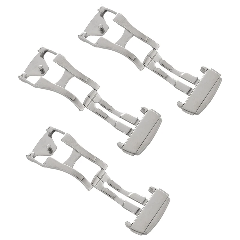 3Pcs 18Mm Cinturino Per Orologio Dispiegabile In Acciaio Inossidabile Chiusura Con Fibbia Pieghevole Per Omega, Liscio 18Mm