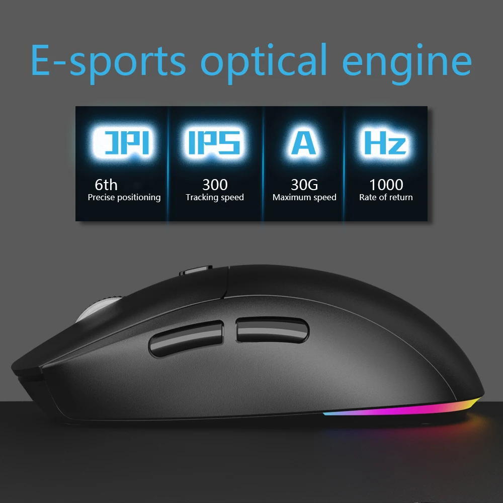 RGB Optical Wireless Mouse 2.4G Rechargeable Gaming Computer Mouse 6 Buttons Portable Mice For PC Computer Laptop Macbook Gamer