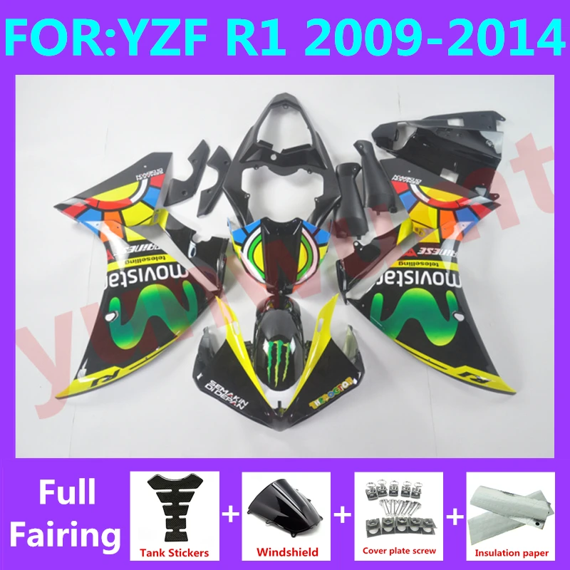 

NEW ABS Motorcycle full Fairing Kit fit For YZF R1 2009 2010 2011 2012 2013 2014 YFZ-R1 Bodywork Fairings kits set white black