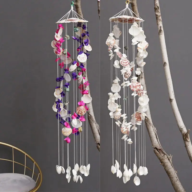 Colorful Shell Exquisite Japanese Style Double Dragon White Color Wind Chimes Fashion Ornament 2