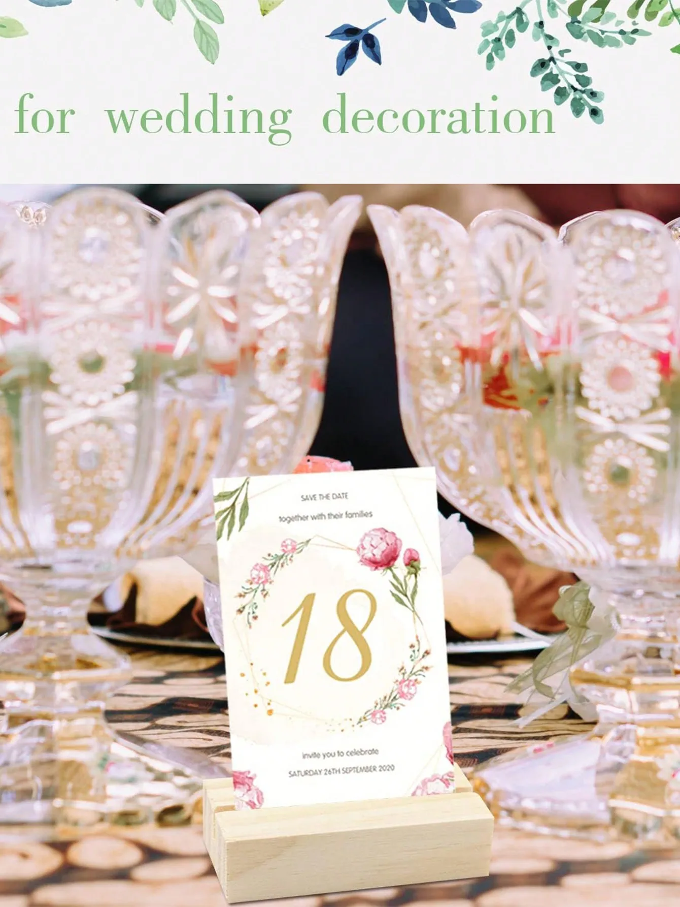 10/20Pcs Rustic Wedding Wooden Place Card Holders Photo Postcard Clip Stand Party Table Number Name Sign