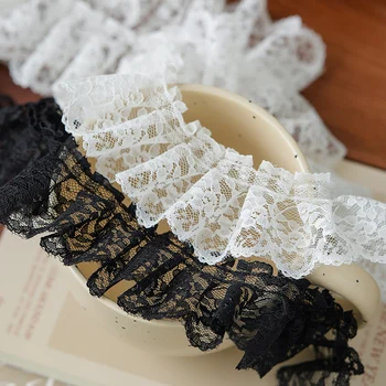Passamaneria in pizzo ricamata con fiori, accessori per cucito, nastro arricciato per abiti da sposa, decorazioni per cuciture.