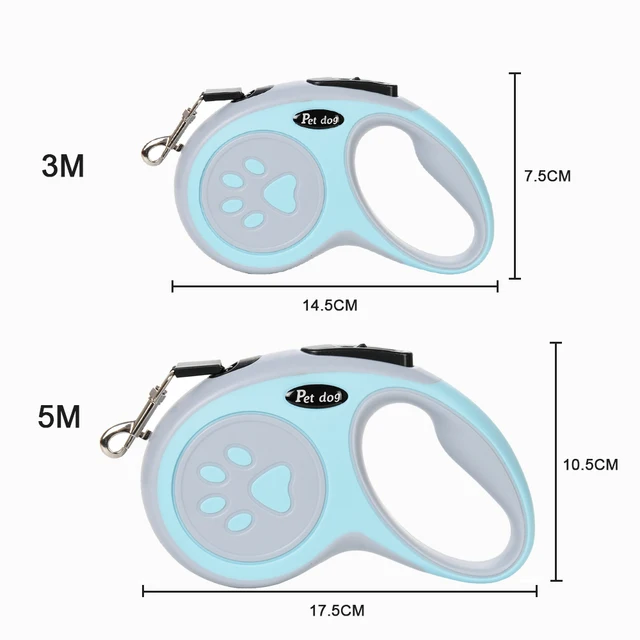 5M Nylon Dog Leash For Small Medium Dogs Automatic Retractable Pet Roulette Cute Paw Print French Bulldog Yorkshire Accessories 6