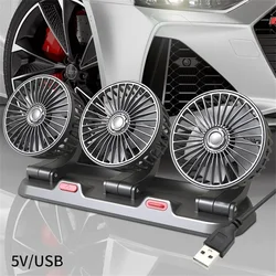 Tri-Head Adjustable Car Fan with Dual Speed, Silent Operation for Home, Office & Vehicle (3 Head 5V USB)