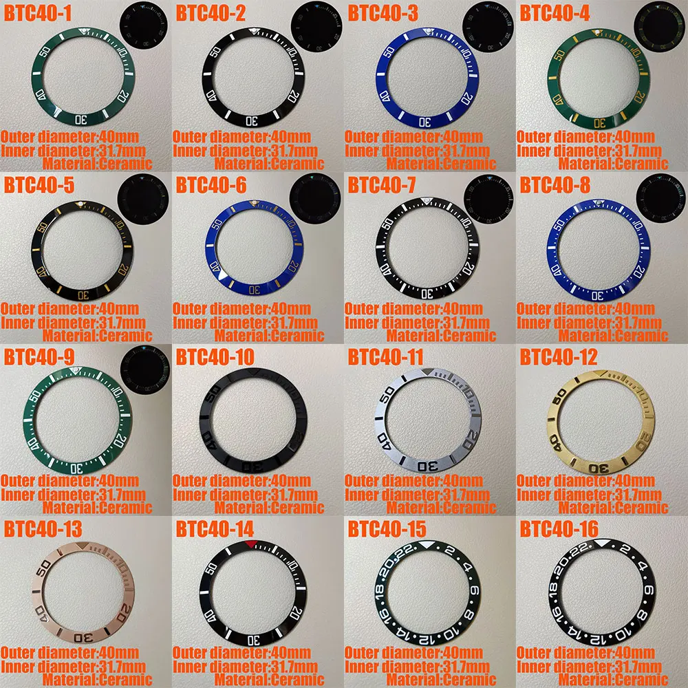 

Sloping 40mm*31.7mm Ceramic Bezel GMT and Diving watch Insert For 42mm Mens Watch Replace Watch Face Watch Bezel Inserts