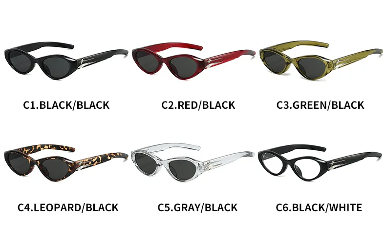 Trendige schwarze Cat-Eye-Sonnenbrille im Retro-Stil (Silber-Stern-Detail) – Luxuriöse INS-Vibe, perfekt für atemberaubende Street-Snaps – Detail 6