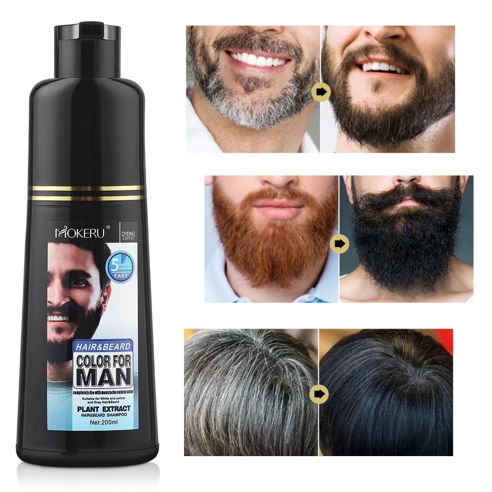 200ml Natural Permanent Beard Dye Shampoo Long Lasting Beard Coloring For Men Removal White Grey Hair Color Cover Beard Care images - 6