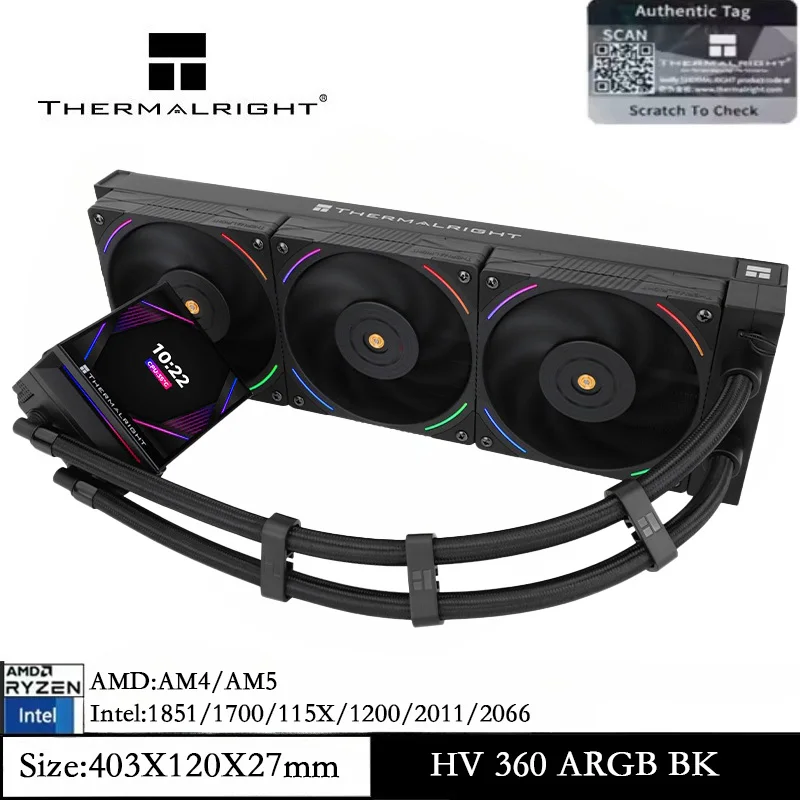 Thermalright Core Vision 360 Black ARGB CPU AIO Koeler, IPS LCD Scherm Met 480 X Resolutie Voor Am5 En Intel 1700 1851 Krachtige Specs Watergekoelde Koeler 2 1 Inch Afneembare Schijf 1445557760