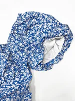 Women's Boho Curvy Holiday Outfits Frenchy Style Ditsy Floral Print Ruched Split Thigh Milkmaid Puff Sleeve Square Neck Dress - Image 4